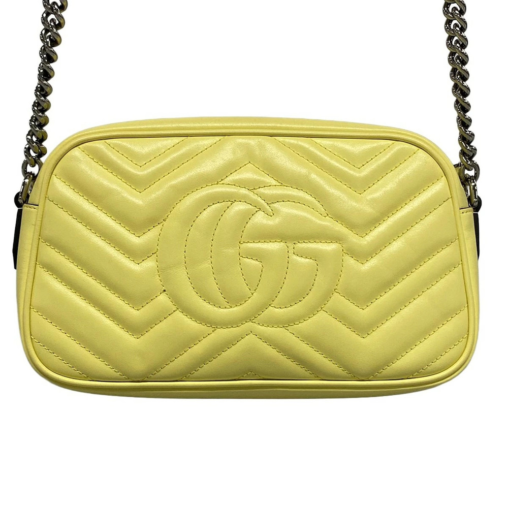 GUCCI GG Marmont Shoulder Bag Chain Yellow Leather - Picture 3 of 7